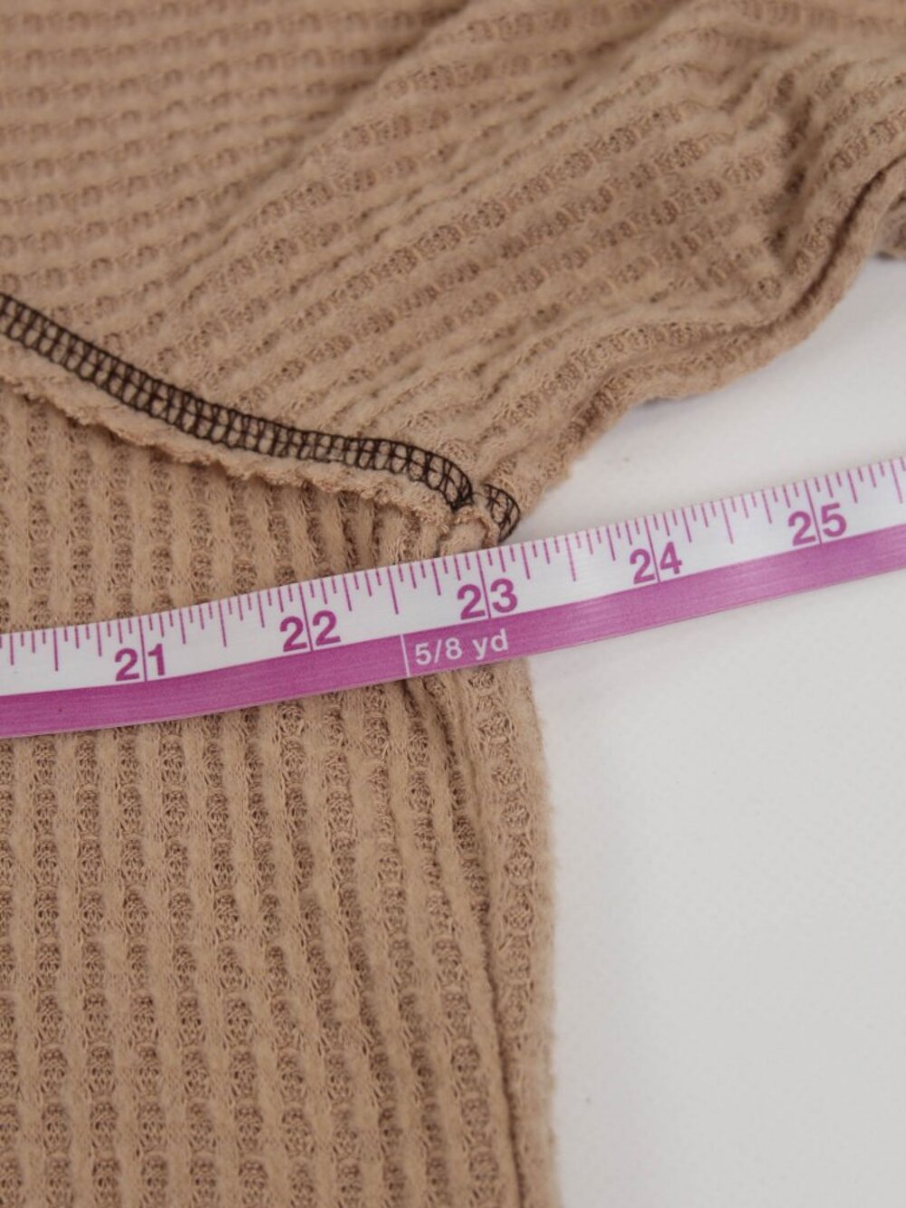 NWT Star Vixen Waffle Knit Top 2X Tan Beige Long Sleeve Contrast Stitch - Picture 7 of 8